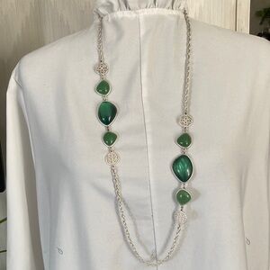 Green and Silver Long Necklace